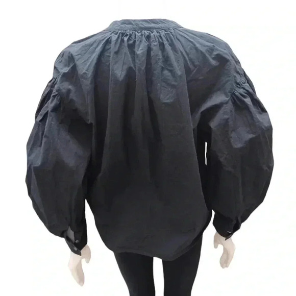 Banana Republic Black  Peasant Puffed Sleeves Top Size Medium - Picture 3 of 7